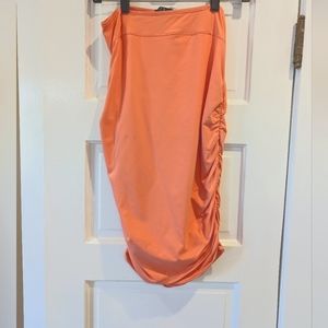 pink ruched pencil skirt